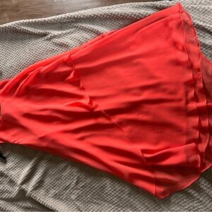 Vibrant Peach Chiffon Evening Dress